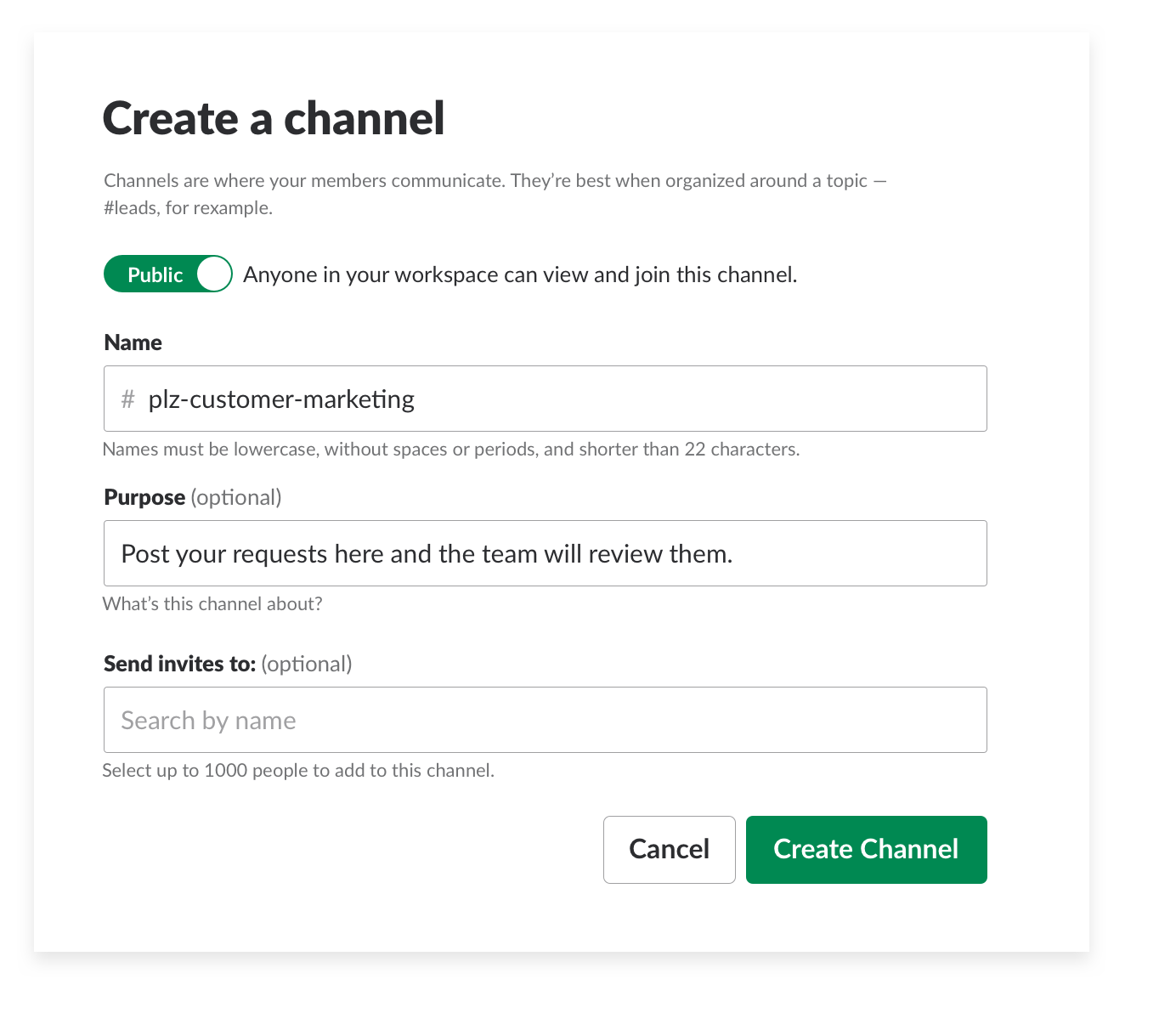 creating a request channel