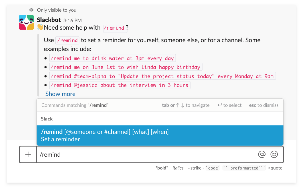 Set a monthly reminder to submit your expenses Slack Tips Slack
