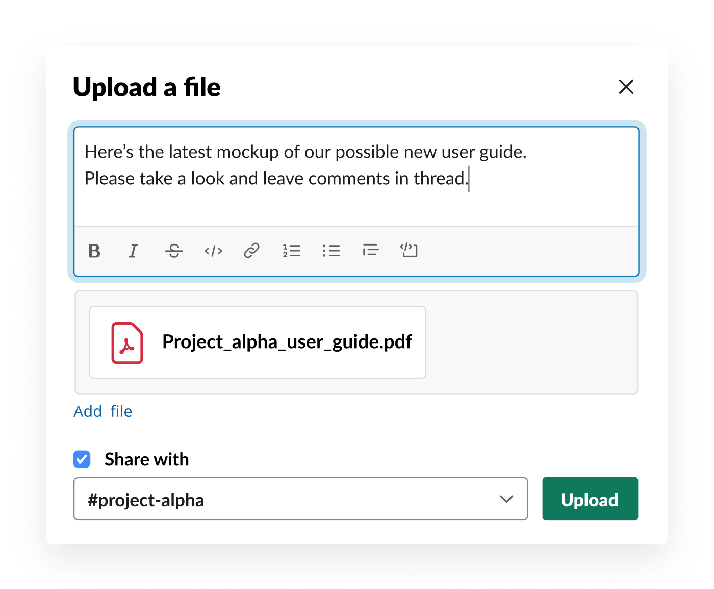 Upload and share files from anywhere with slack slack
