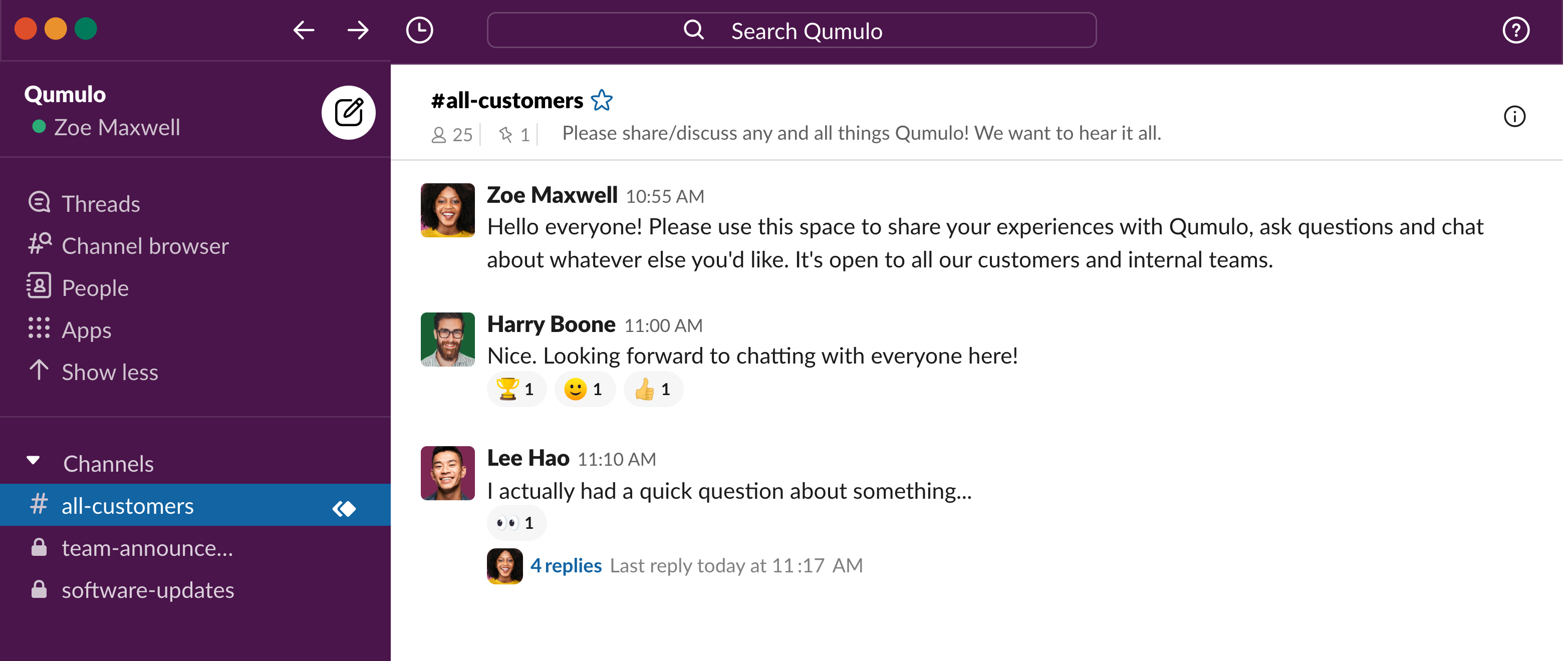 All-customer Slack channel with Qumulo
