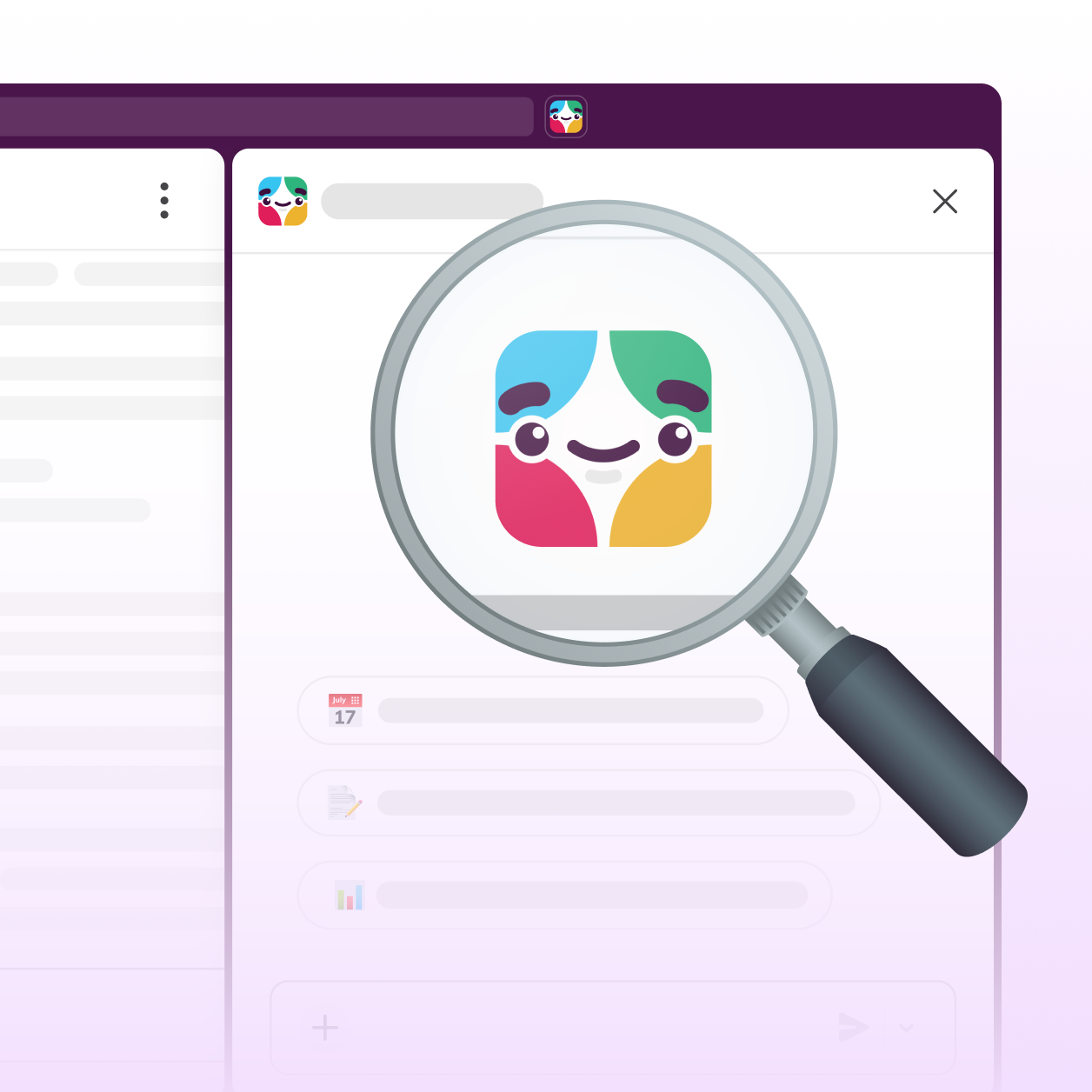 image of Slackbot under a magnifying glass