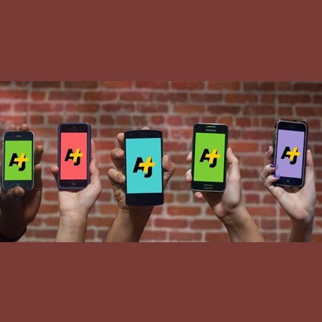 hands holding smartphones