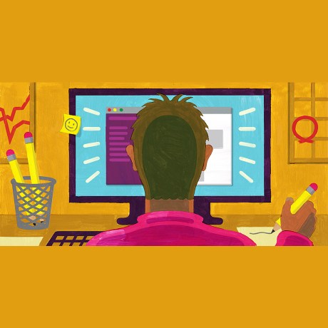 person on computer