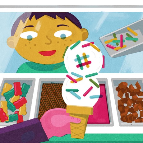 A copy customizing an ice cream order