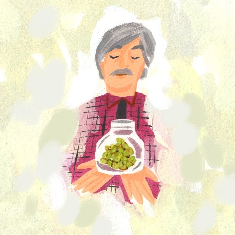 A man holding a jar.