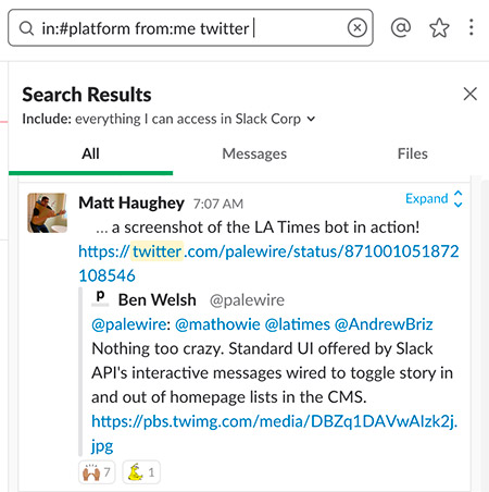 search results