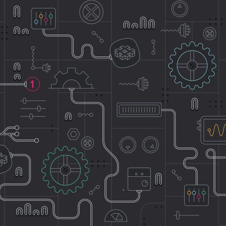 Illustration with gears and black background