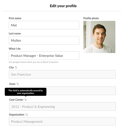 edit profile screen