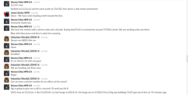 multiple police units coordinating on slack