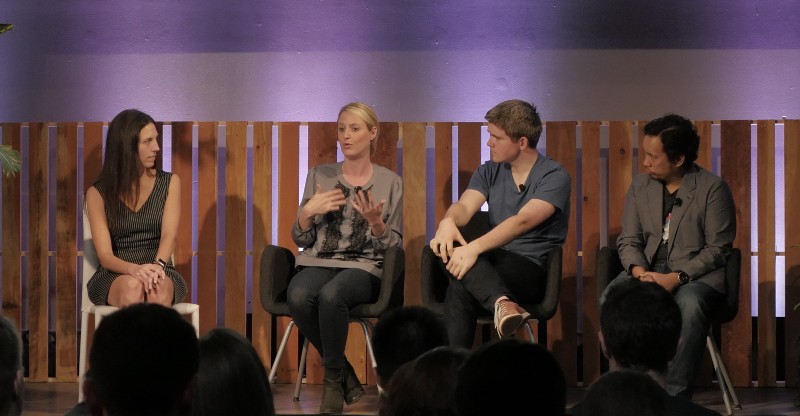 Slack’s Director of Customer Experience Ali Rayl with Cara Brennan Allamano, John Collison, and Jay Carina.
