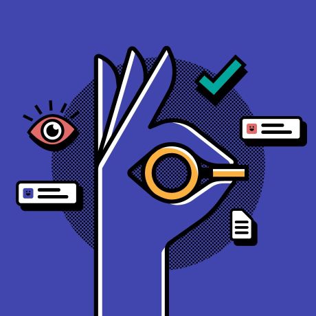 Illustration with a hand making the ok sign with a purple background
