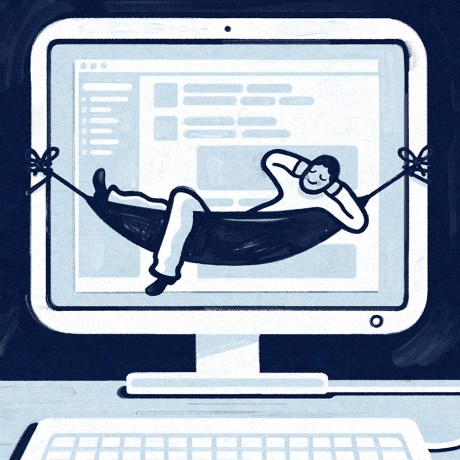 A person relaxing in a hammock showing they don't have to stress about work while on vacation