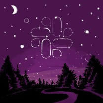 Illustration of Slack logo in a starry night sky