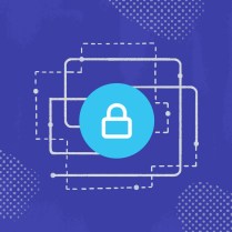 A graphic of a lock securing systems and data. A sign that Slack Enterprise Key Management is now available for customers of Slack Enterprise Grid