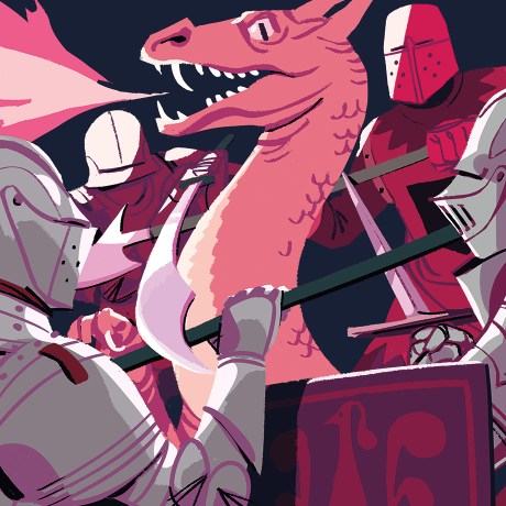 team dynamics hero image of knights fighting a dragon