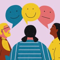 corporate culture hero image of 3 people communicating with each other