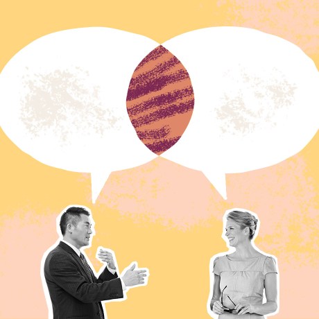 employee communications hero image of two people chatting