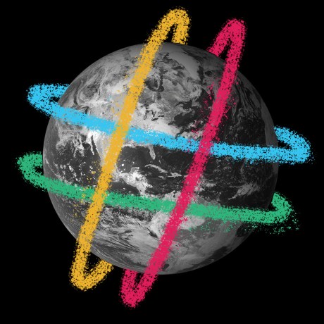 remote work hero globe encompassed by channels