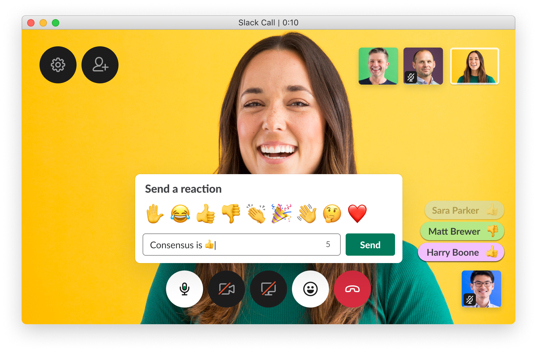 Members can now send short messages while on a Slack call