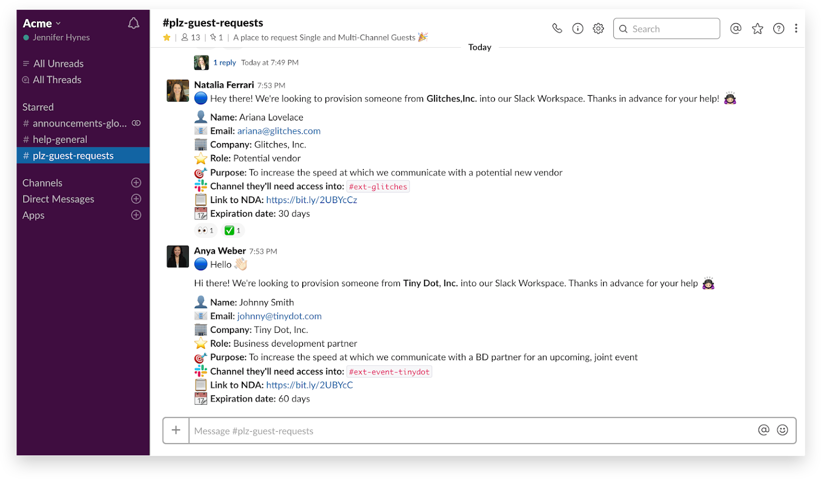 creating a slack channel