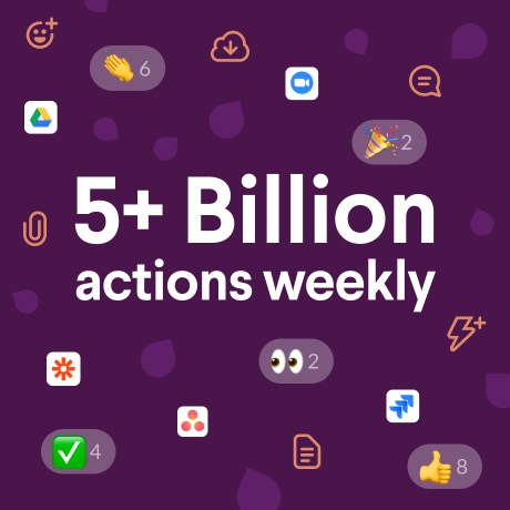 Graphic image of Slack's count of weekly actions among users: 5+ billion