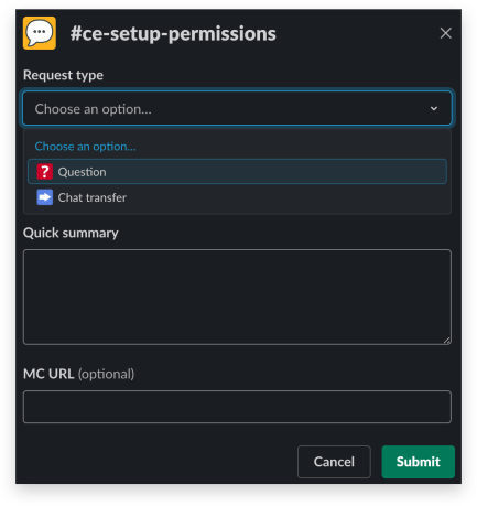 A form for routing support queries built in Workflow Builder