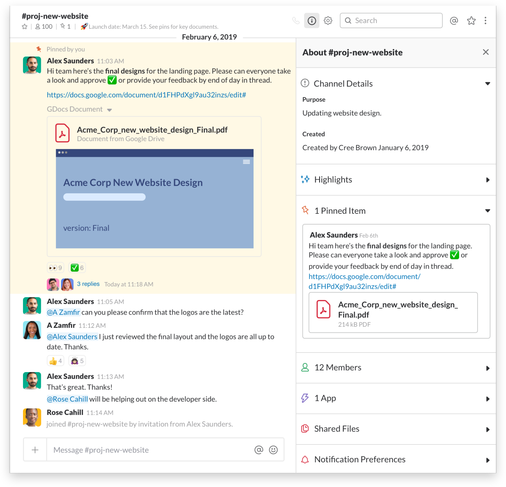 Checking pinned items