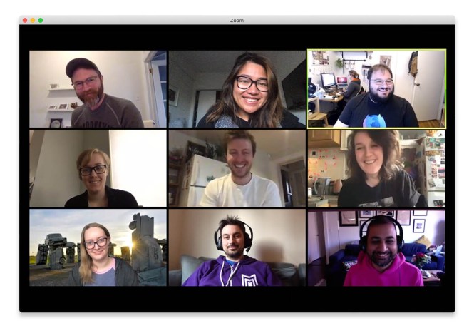 A remote meeting at Glitch takes place over Zoom
