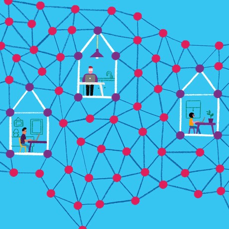 An image of remote workers across the U.S. connected as a series of nodes.