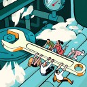A team works together to move a project forward