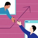 two people reaching out of slack windows